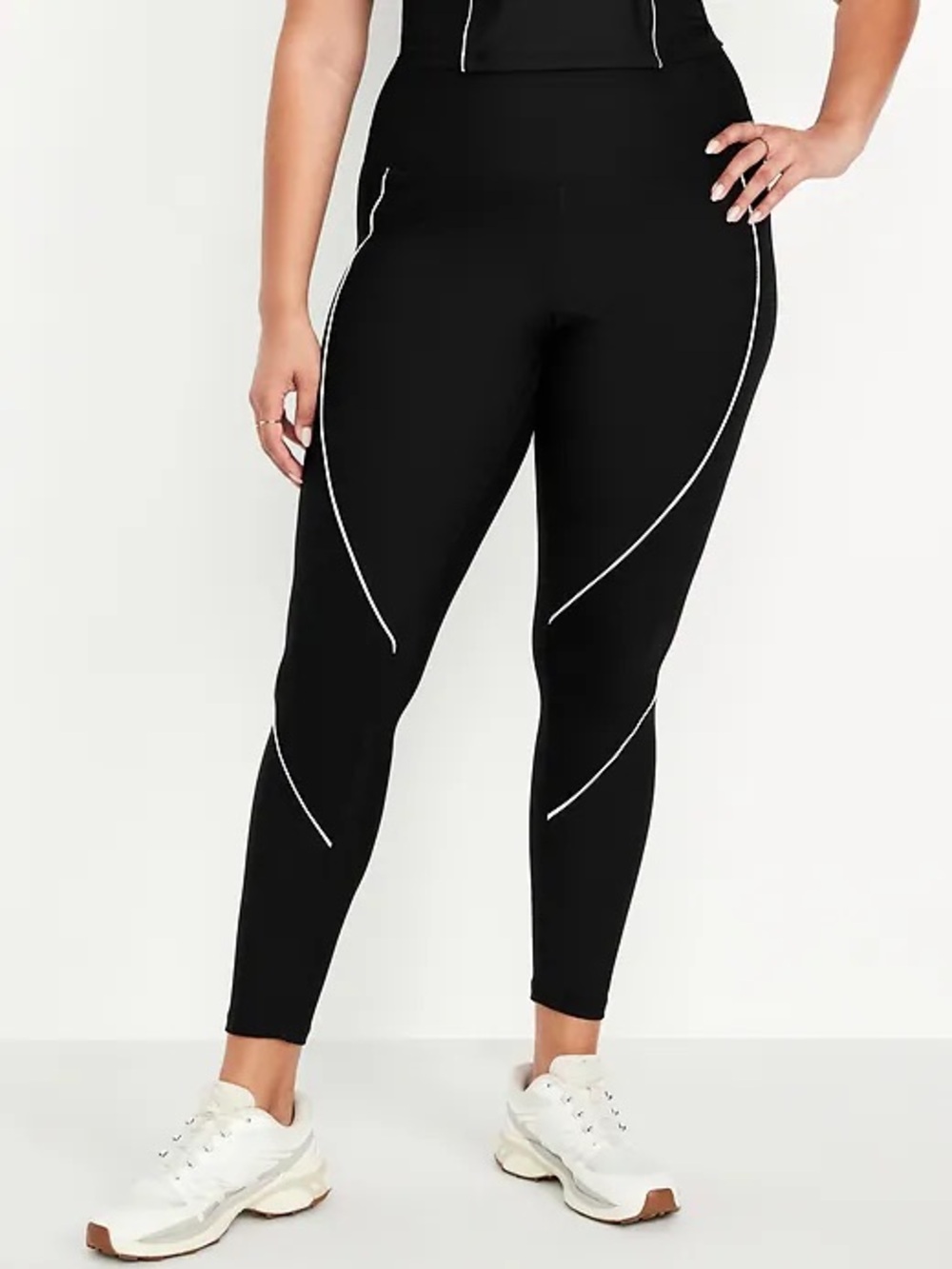 Old navy powersoft high rise 7/8 ankle length black/white stretchy plus size